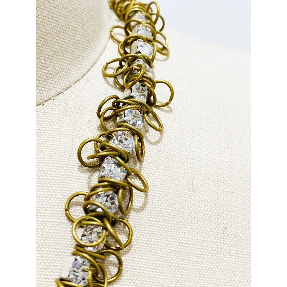Moutton Collet Gold Silver X Project Necklace Gold Plated Rhinestones Mod $348 - Picture 4 of 6